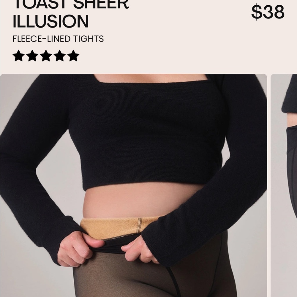 Sheer Illusion Fleece-Lined Tights - Black and Tan